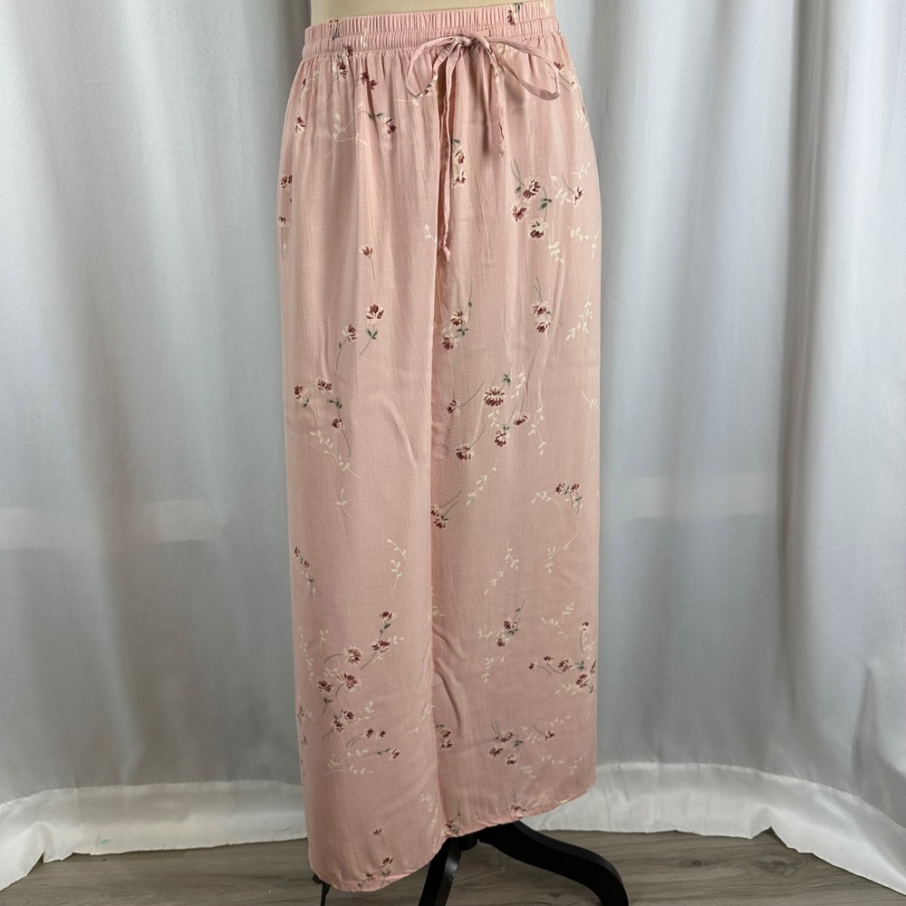 Sag Harbor Woman Pink Floral Rayon Skirt Size 3X Drawstring